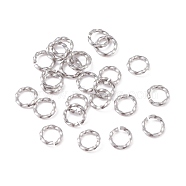 304 Stainless Steel Jump Rings, Open Jump Rings, Twisted, Stainless Steel Color, 18 Gauge, 6x1mm, Inner Diameter: 4mm(STAS-F191-12P-A)