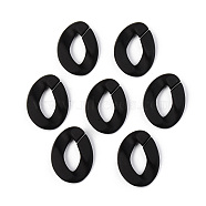 Opaque Spray Painted Acrylic Linking Rings, Quick Link Connectors, for Curb Chains Making, Unwelded, Twist, Black, 39.5x29.5x7.5mm, Inner Diameter: 22x11mm(OACR-T024-01-I10)