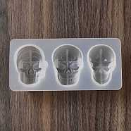Halloween Theme Skull DIY Silicone Molds, Resin Casting Molds, for UV Resin, Epoxy Resin Craft Making, White, 62x131x33mm, Inner Diameter: 45~48x31~34.5mm(DIY-P078-01A)