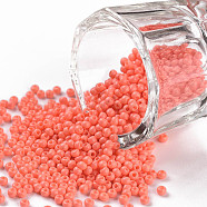 11/0 Grade A Round Glass Seed Beads, Baking Paint, Light Coral, 2.3x1.5mm, Hole: 1mm, about 48500pcs/pound(SEED-N001-A-1005)