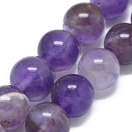 Natural Amethyst Beads Strands, Round, 8mm, Hole: 1mm, about 21pcs/strand, 7 inch(18cm)(G-G791-11-B02)