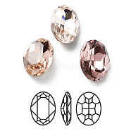 K9 Glass Rhinestone Cabochons, Point Back & Back Plated, Faceted, Oval, Mixed Color, 14x10x5.50mm(RGLA-M016-D02-D)