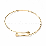 Ion Plating(IP) Adjustable 304 Stainless Steel Wire Cuff Bangle Making, with Irremovable Ball, Real 18K Gold Plated, Inner Diameter: 2-3/4 inch(7.1cm)(MAK-F286-02G)