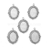 Tibetan Style Antique Silver Alloy Flat Oval Pendant Cabochon Settings, Cadmium Free & Lead Free, Tray: 18x13mm, 29.5x22x2mm, Hole: 1.5mm, about 526pcs/1000g(TIBEP-M022-19AS)
