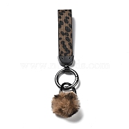 Imitation Leather Key Keychains, with Alloy and Polyacrylonitrile Ball for Bag Decorations, Camel, 187mm(KEYC-M021-02A)