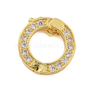 Rack Plating Brass Micro Pave Clear Cubic Zirconia Twister Clasps, Long-Lasting Plated, Lead Free & Cadmium Free, Round Ring, Golden, 13x12~16.5x2.5mm, Inner Diameter: 8mm(KK-F876-06G-01)