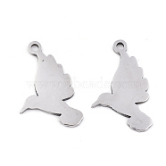 201 Stainless Steel Pendants, Stamping Blank Tag, Laser Cut, Hummingbird, Stainless Steel Color, 20x12x0.9mm, Hole: 1.5mm(STAS-S081-028)
