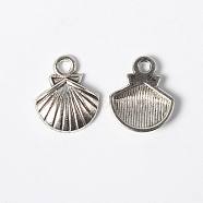 Tibetan Style Alloy Charms, Lead Free and Cadmium Free, Shell, Antique Silver, 14x11.8x2.8mm, Hole: 2mm(LF0412Y)
