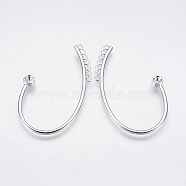 Alloy Cuff Earring Rhinestone Settings, with Horizontal Loop, Silver, Fit for 4mm Rhinestone, 56x36x4mm, 6 Gauge, Hole: 1mm(KK-M173-02S)