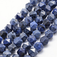 Natural Dumortierite Quartz Beads Strands, Star Cut Round Beads, Faceted, 5.5~6mm, Hole: 1mm, about 63~68pcs/strand, 15.3~15.5 inch(39~39.5cm)(G-F523-17-6mm)