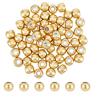 60Pcs Brass Beads, Rubber inside, Slider Beads, Stopper Beads, Long-lasting Plated, Rondelle, Real 18K Gold Plated, 6x4.5mm, Hole: 2mm(KK-BC0012-61)