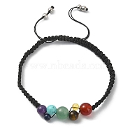Natural & Synthetic Mixed Gemstone Braided Bead Bracelet, Chakra Theme Adjustable Bracelets for Women, Inner Diameter:  2-1/8~3-1/2 inch(5.5~8.8cm)(BJEW-TA00335)