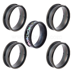 SUNNYCLUE 5Pcs 201 Stainless Steel Grooved Finger Ring Settings, Ring Core Blank, for Inlay Ring Jewelry Making, Electrophoresis Black, US Size 10 1/4(19.9mm)(FIND-SC0003-16EB)