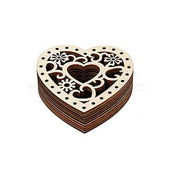 Unfinished Wood Hollow Heart Shape Pendants Decorations, for DIY Embellishment Crafts, PapayaWhip, 8x8x0.25cm, 10pcs/set(WOCR-PW0001-023C)