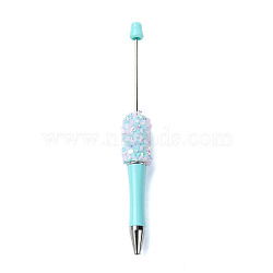 Plastic Beadable Pens, Resin Rhinestone Ball-Point Pen, for DIY Personalized Pen, Light Sky Blue, 145x16mm(DIY-Q036-02C)