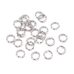 Tarnish Resistant 304 Stainless Steel Jump Rings, Open Jump Rings, Twisted, Stainless Steel Color, 18 Gauge, 6x1mm, Inner Diameter: 4mm(STAS-F191-12P-A)