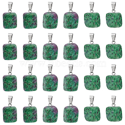 24Pcs Natural Ruby in Zoisite Pendants, with Stainless Steel Snap On Bails, Nuggets, Stainless Steel Color, 15~35x10~20x5~15mm, Hole: 3x7.5mm(G-UN0001-16C)