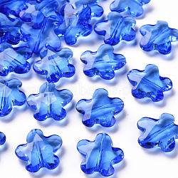 Transparent Acrylic Beads, Faceted, Flower, Blue, 18.5x18.5x5.5mm, Hole: 1.2mm, about 470pcs/500g(TACR-S154-32B-86)