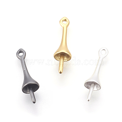 Brass Peg Bails Pendants, For Half Drilled Beads, Long-Lasting Plated, Lead Free & Cadmium Free & Nickel Free, Matte Style, Mixed Color, 16x4.5mm, Hole: 1.2mm, Pin: 0.8mm(KK-F744-01-NR)