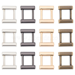 12 Pcs 4 Colors Zinc Alloy Detachable Clasps, Rectangle, Cadmium Free & Lead Free, Mixed Color, 22.5x19x5mm, 3pcs/color(PALLOY-CA0001-88)