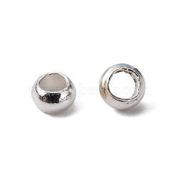 Brass Crimp Beads, Rondelle, Silver, 2x3mm, Hole: 2mm(KK-L022-S)