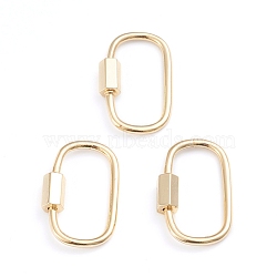 Brass Screw Carabiner Lock Charms, for Necklaces Making, Oval, Real 18K Gold Plated, 25x16x2mm, Screw: 7.5x4x4.5mm(ZIRC-I041-05G)