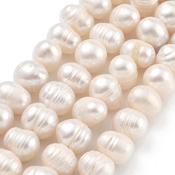 Natural Cultured Freshwater Pearl Beads Strands, Potato, Beige, 8~9mm, Hole: 0.6mm, about 22~23pcs/strand, 6.50 inch(16.5cm)(PEAR-C003-15C)