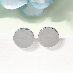304 Stainless Steel Stud Earrings, Flat Round, Stainless Steel Color, 12mm(EJEW-L309-01D-P)