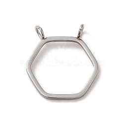 304 Stainless Steel Pendants, Hollow, Hexagon Charm, Stainless Steel Color, 17.5x16x3mm, Hole: 2mm(STAS-L022-252)