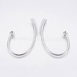 Alloy Cuff Earring Rhinestone Settings, with Horizontal Loop, Silver, Fit for 4mm Rhinestone, 56x36x4mm, 6 Gauge, Hole: 1mm(KK-M173-02S)