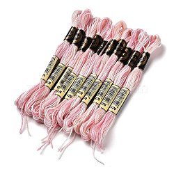 10 Skeins 6-Ply Polyester Embroidery Floss, Cross Stitch Threads, Segment Dyed, Pearl Pink, 0.5mm, about 8.75 Yards(8m)/skein(OCOR-K006-A67)