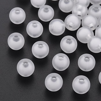 Frosted Acrylic Beads, Bead in Bead, Round, White, 16mm, Hole: 3mm, about 225pcs/500g