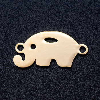 201 Stainless Steel Stamping Blank Links connectors, Elephant, Golden, 9x18.5x1mm, Hole: 1.5mm