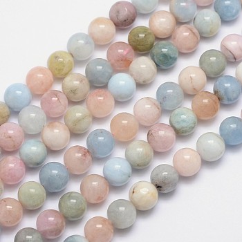 Natural Morganite Round Bead Strands, 10mm, Hole: 1mm, about 40pcs/strand, 15.5 inch