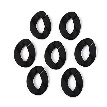 Opaque Spray Painted Acrylic Linking Rings, Quick Link Connectors, for Curb Chains Making, Unwelded, Twist, Black, 39.5x29.5x7.5mm, Inner Diameter: 22x11mm