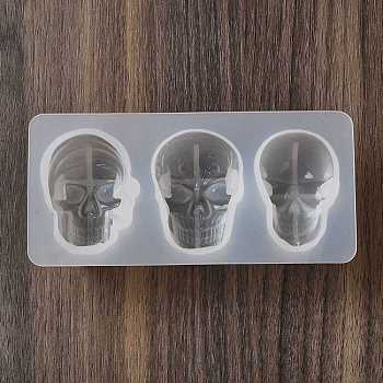 Halloween Theme Skull DIY Silicone Molds, Resin Casting Molds, for UV Resin, Epoxy Resin Craft Making, White, 62x131x33mm, Inner Diameter: 45~48x31~34.5mm