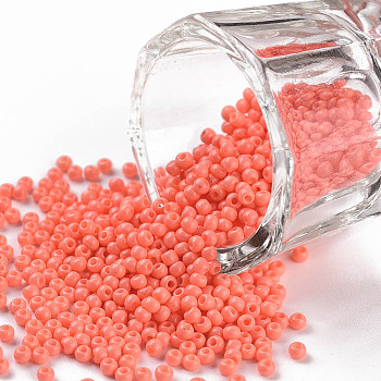 11/0 Grade A Round Glass Seed Beads, Baking Paint, Light Coral, 2.3x1.5mm, Hole: 1mm, about 48500pcs/pound