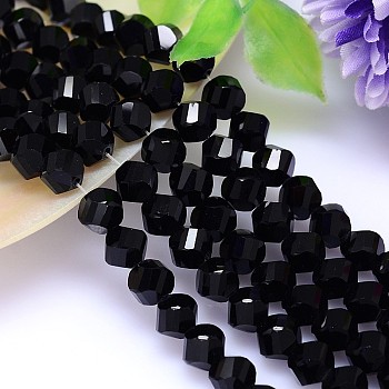 Faceted Polyhedron Imitation Austrian Crystal Bead Strands, Grade AAA, Black, 8mm, Hole: 0.9~1mm, about 50pcs/strand, 15.7 inch