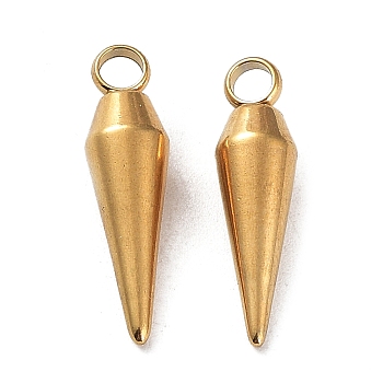 Ion Plating(IP) 304 Stainless Steel Pendants, Cone Charm, Real 18K Gold Plated, 18x5mm, Hole: 2.2mm