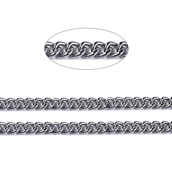 Iron Cuban Link Chains, Chunky Chains, Unwelded, with Spool, Oval, Gunmetal, 14x10x3mm, about 49.21 Feet(15m)/roll