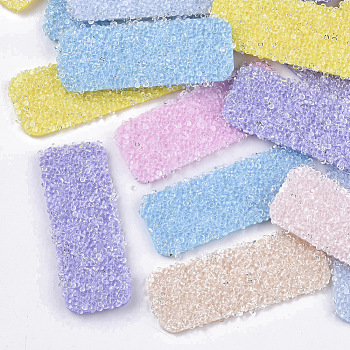 Non Woven Fabric Costume Accessories, with Plastic and Resin Rhinestones, Hair Findings Accessories, Rectangle, Imitation Candy Food Style, Mixed Color, 62.5~64x24.5x3.5mm