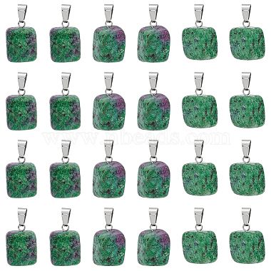 Stainless Steel Color Nuggets Ruby in Zoisite Pendants