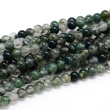 4mm Round Moss Agate Beads