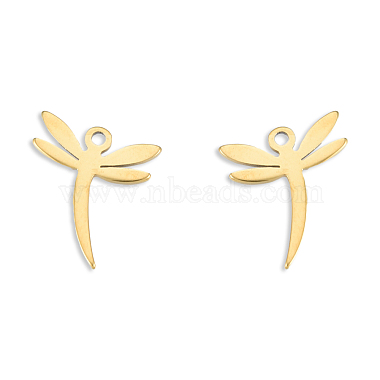 Real 18K Gold Plated Dragonfly 304 Stainless Steel Charms