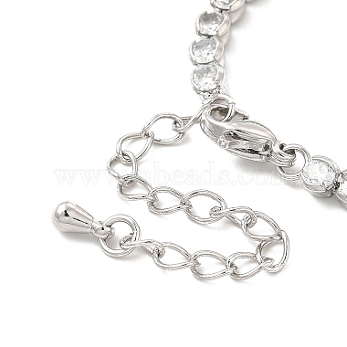 Clear Cubic Zirconia Flat Round Link Bracelet with Tennis Chains(BJEW-C030-01P)-4