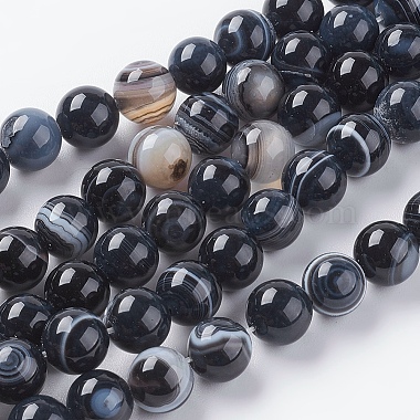 Round Dyed Natural Black Agate Beads Strands(G-G582-8mm-07)-3