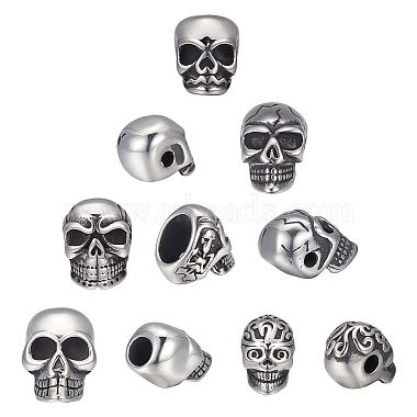 Antique Silver Skull 304 Stainless Steel Beads