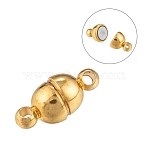 Round Brass Magnetic Clasps with Loops, N35 Grade Strong Magnet, Oval, Nickel Free, Golden, 11x5mm, Hole: 1mm(KK-D331-G-NF)