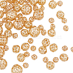 120Pcs 3 Styles Brass Hollow Beads, Long-Lasting Plated, Round, Real 14K Gold Plated, 4~8mm(KK-HY0001-70)