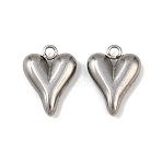 304 Stainless Steel Pendants, Chubby Heart Charm, Stainless Steel Color, 19x14x4.5mm, Hole: 2.2mm(STAS-A076-13P-02)
